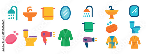 Colorful Bathroom Icons