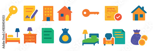 Colorful Housing Icons Grid