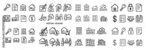 Renting and housing icons collection