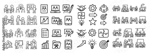 Business collaboration icons set