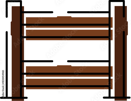 Bunk bed with wooden frame in minimal style