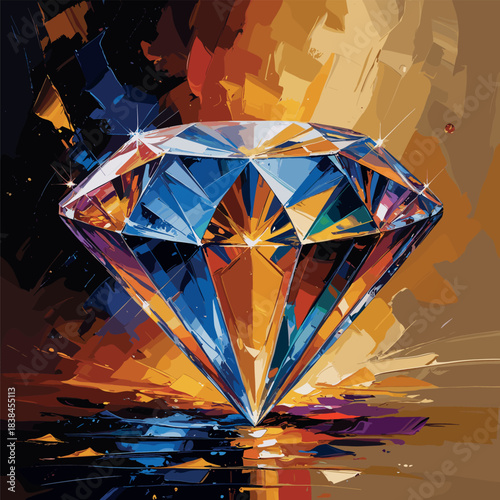 Vibrant Impasto Painting of a Brilliant Cut Diamond
