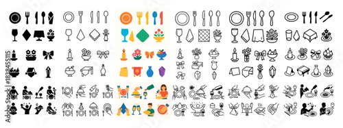 Variety of dining and tableware icons