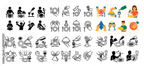 Dining icons and illustrations collection