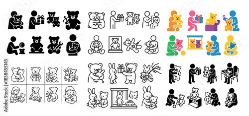 Cartoon characters with teddy bears