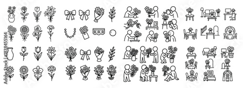 Floral icons and decor elements collection