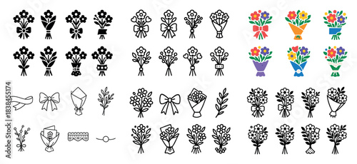 Floral bouquet icons collection
