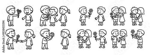 Boys Giving Flowers Icons