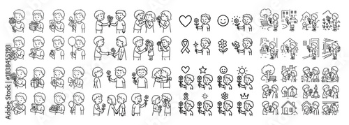 Stick figures expressing kindness