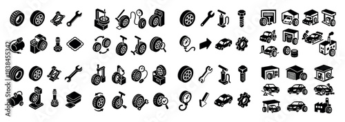 Vintage and modern automotive icons collection