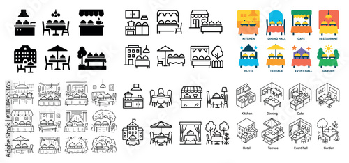 Dining and hospitality icons collection