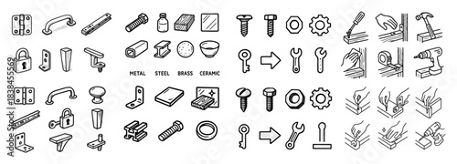 Hand-drawn hardware and tools icons