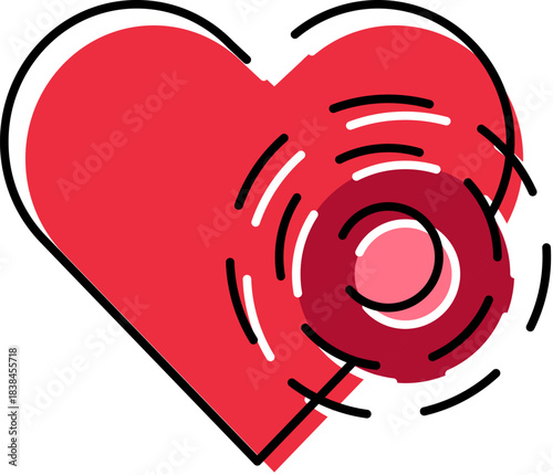 Red heart experiencing pain and pressure icon