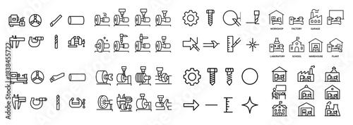 Industrial tool icons set collection