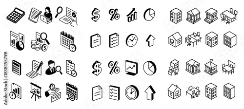 Business and finance icon set collection