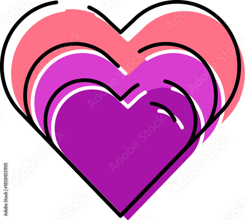 Layered heart symbol showing love and compassion concepts