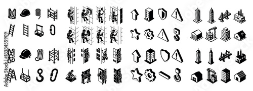 Construction icons: tools and safety