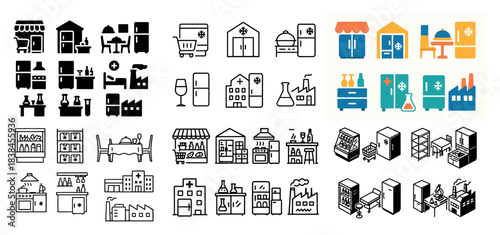 Diverse kitchen appliance icons collection
