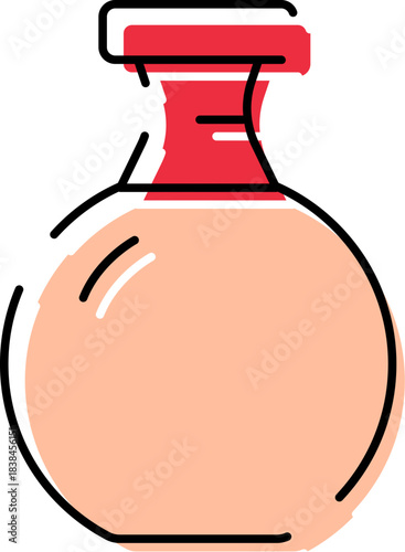 Round terracotta vase with red neck illustration
