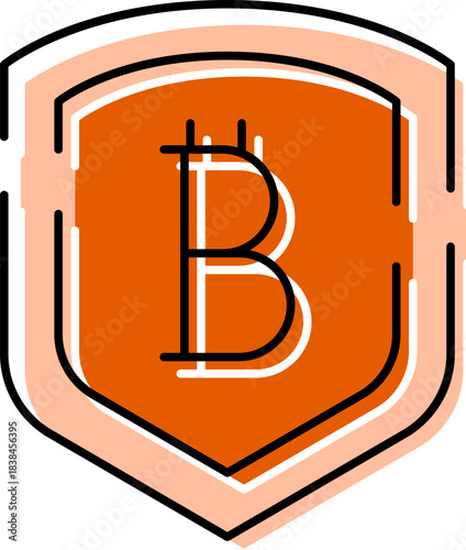 Bitcoin symbol protecting digital cryptocurrency finance