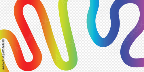 Color Line Abstract Shape Pattern. Curve Gradient Line on White Background. Vector Wave Color Ribbon.