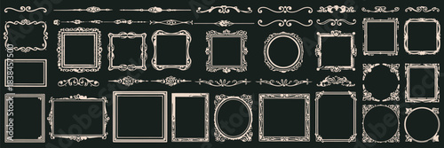 Collection of Ornamental Frames and Borders Decorative Elements for Design