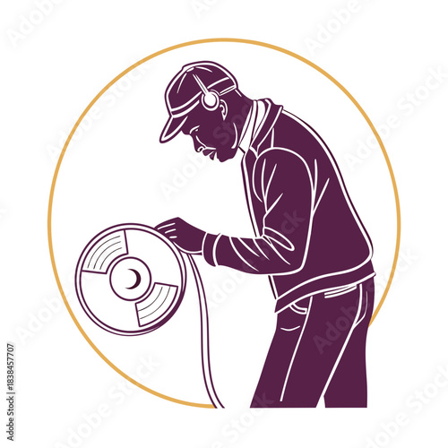 Man working with reel in a creative studio during daytime hours