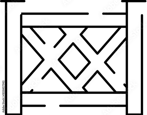 Decorative lattice fence railing line art icon