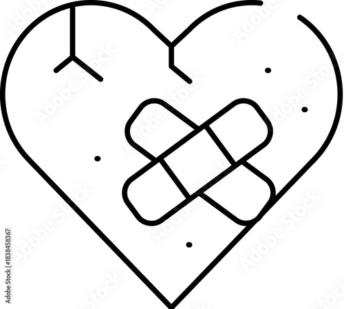Broken heart receiving healing with bandage concept