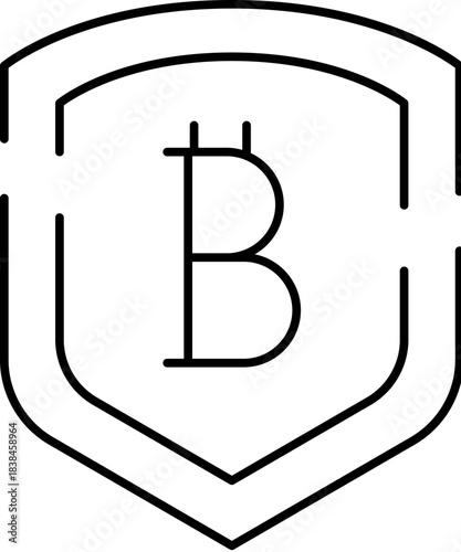 Bitcoin cryptocurrency shield icon protecting digital finance