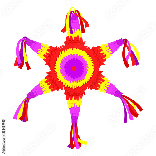 Colorful Mexican traditional piñata star for the Posada festival