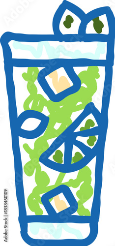 Mojito cocktail drink in a tall glass