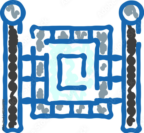 Simple bed headboard concept drawing illustrating bedroom furniture