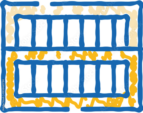 Beehive honey frame icon drawing with simple lines