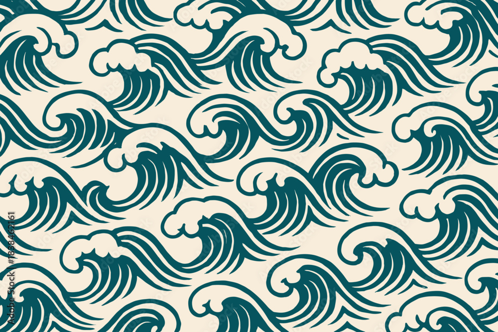 Fototapeta premium Patterns of ocean waves with soft curves and flowing lines on a light background