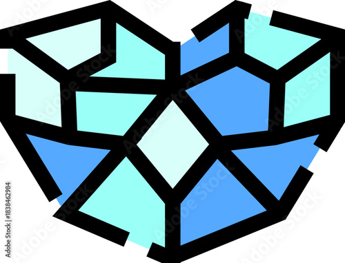 Ice heart geometric shards abstract love concept