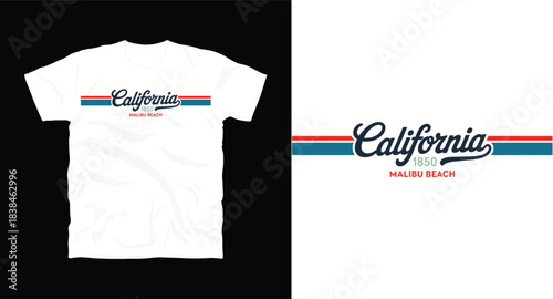 California 1850 malibu beach original design for t-shirt print and apparel