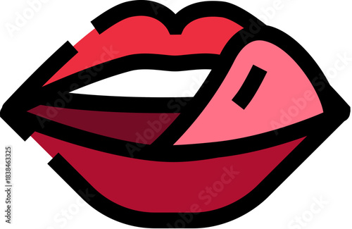 Red lips licking sexy mouth pop art icon