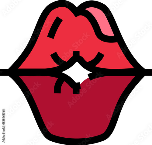 Red lips with gloss effect icon illustration