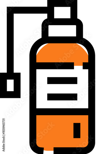 Throat spray bottle applying oral medication icon