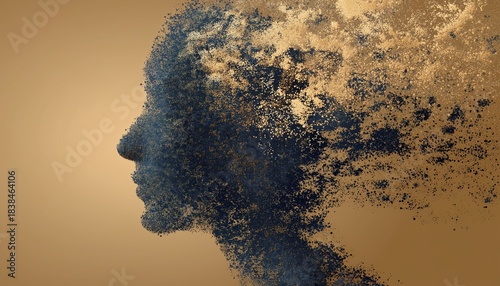 The Process Of Human Thinking: Silhouette Of The Head, Brain, And Pulses In Ai10 File. Intelligence, Communication With The Outside World.