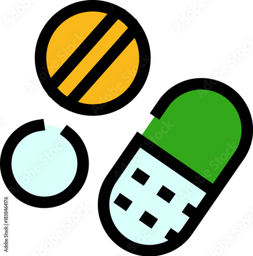 Medicine pills and capsules healthcare treatment icon