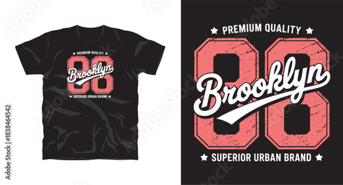 Premium quality brooklyn 88 superior urban brand grunge style vector illustration