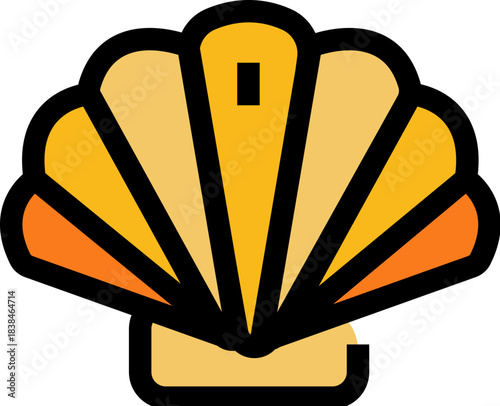 Scallop seashell icon representing marine life and ocean travel