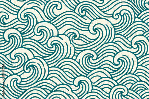 Patterns of ocean waves flowing across the surface in natural light during the day