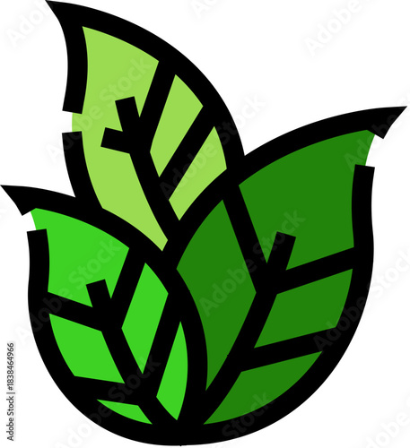 Green leaves icon representing nature ecology and organic environment