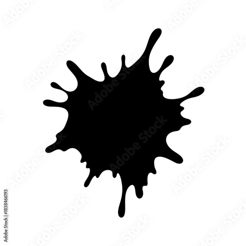 Monochromatic fluid form abstraction, a graphic illustration of ink splattered design element