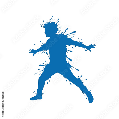 Dynamic silhouette splash effect illustration showcasing vibrant youthful energy and freedom of