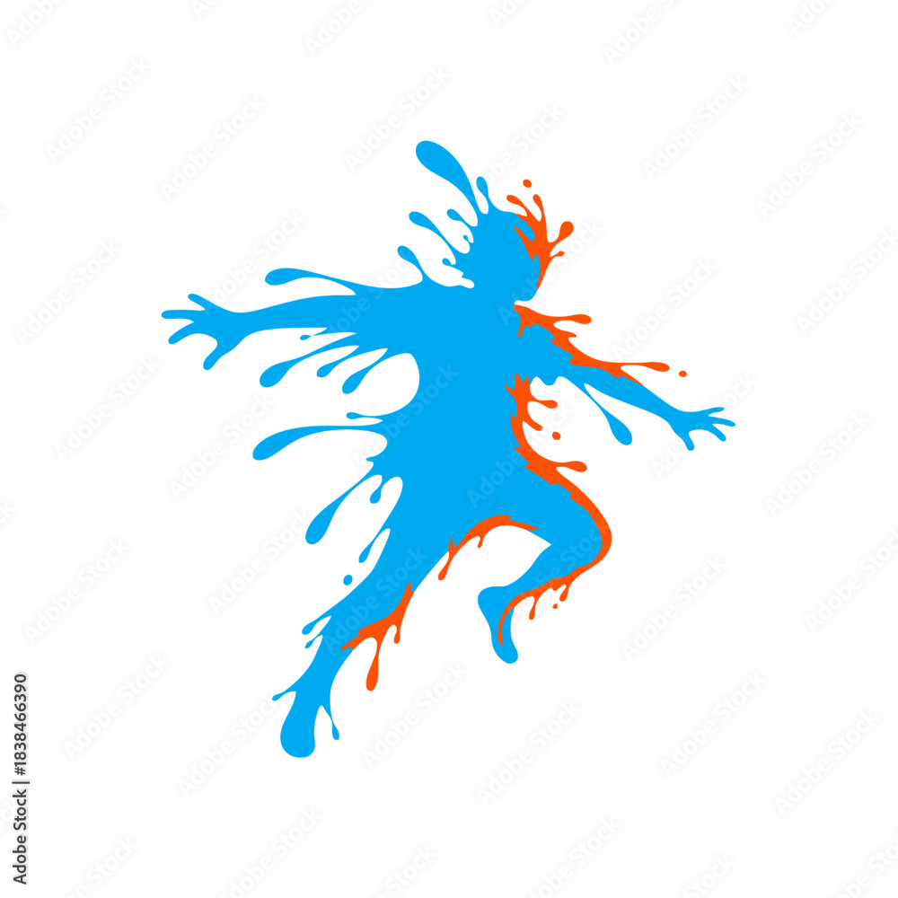 Obraz premium Dynamic Splash Silhouette: A Vibrant Expression of Movement and Energy through Color