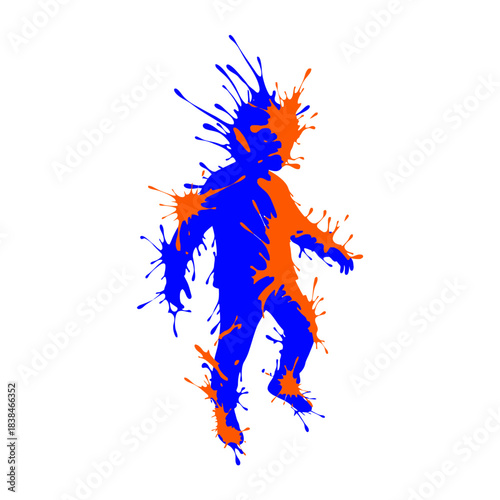 Wallpaper Mural Abstract depiction of a child figure using vibrant paint splatters on a clean background Torontodigital.ca